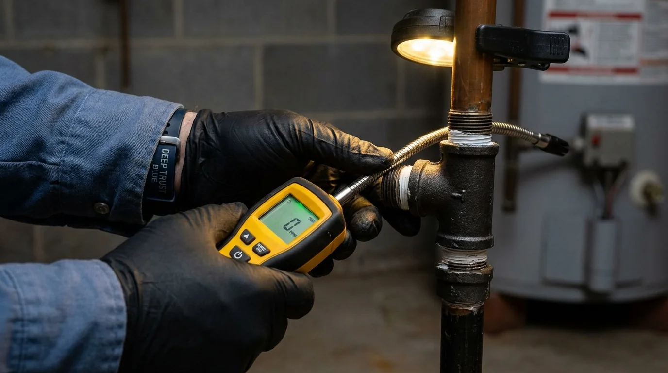 Gas leak detection with electronic sniffer by Johns Plumbing LLC in Wethersfield